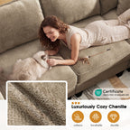  112" Modular Sectional Sofa with 2 Moveable Storage Ottoman, Cloud Couch Seats 6, Modern Living Room Furniture, Chenille Brown