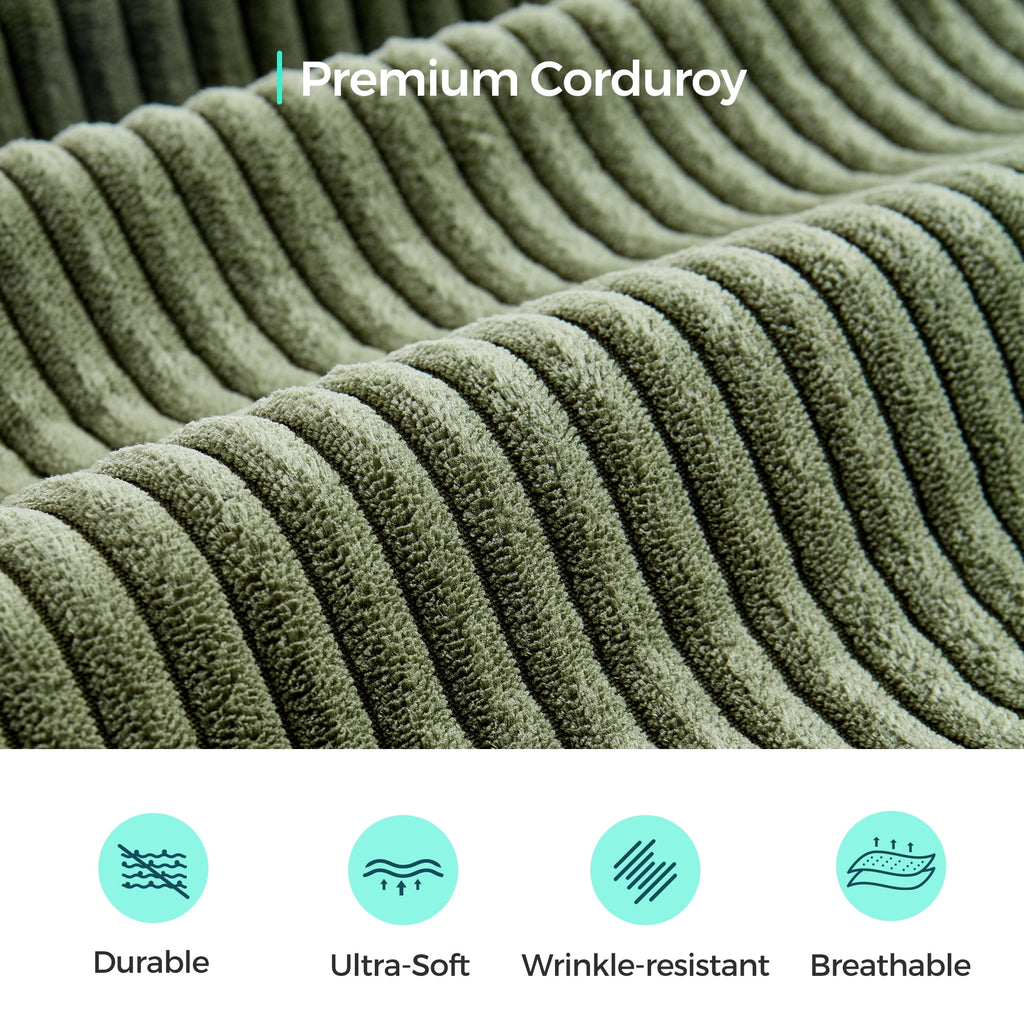  133.4" Modular Cloud Sectional Sofa for Living Room, U-Shaped Sofa Couch with Corduroy Fabric, 4 Seat Oversized Sofa with Movable 2 Ottomans, Green