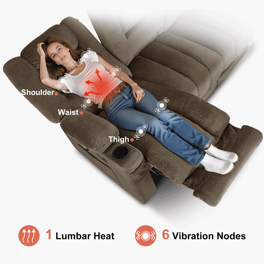 MCombo 3 Seater Zero Gravity Power Reclining Sofa for Living Room, Fabric, Dark Brown