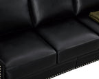 Classic Faux Leather Sofa, 3 Seaters Upholstered Couch with Nailhead Trim and Removable Cushions for Living Room Office Apartment