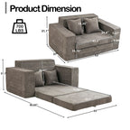 Vicluke Convertible Memory Foam 3-seat Sofa & Loveseat, Pull Out Sleeper Sofa Bed, 2 in 1 Folding Couch Bed, Fold Out Floor Couch Corduroy Fabric with Pillows for Living Room Bedroom Lounge(Grey)