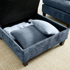 Advwin Oversized Modular Sectional Sofa, 8 Seat Plush Chenille Couch with Storage Ottomans & Thick Cushions, Modern Comfy Convertible L Shaped Sleeper Sofa Bed for Living Room, Blue