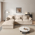 Sdorens 120" Modular Sectional Sofa,Comfy Cloud Couch with Movable Ottoman Deep Seat Chenille L Shaped Modular Sofa,Sectional Couches for Living Room,Bedroom and Apartment,Khaki