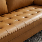 Modway Valour 73" Modern Top Grain Leather Upholstered Sofa in Tan