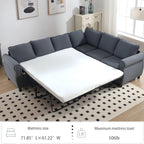  Sectional Sofa, Pull Out Sofa Bed Queen Size, 6 Seat Sofa Couch Convertible Sleeper Sofa Bed for Living Room Gray