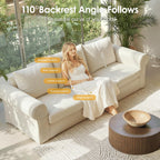 Vorthio 89" 3-Seater Farmhouse Sofa, Deep Seat Couch with High Back Support, Removable Washable Cover, Rolled Arms, Grey