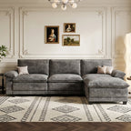 DoMaDing 108" L Shaped Modular Sectional Cloud Sofa, Sofa Couch for Living Room, Comfortable Couch with Modular Design, Sturdy Frame, Dark Gray