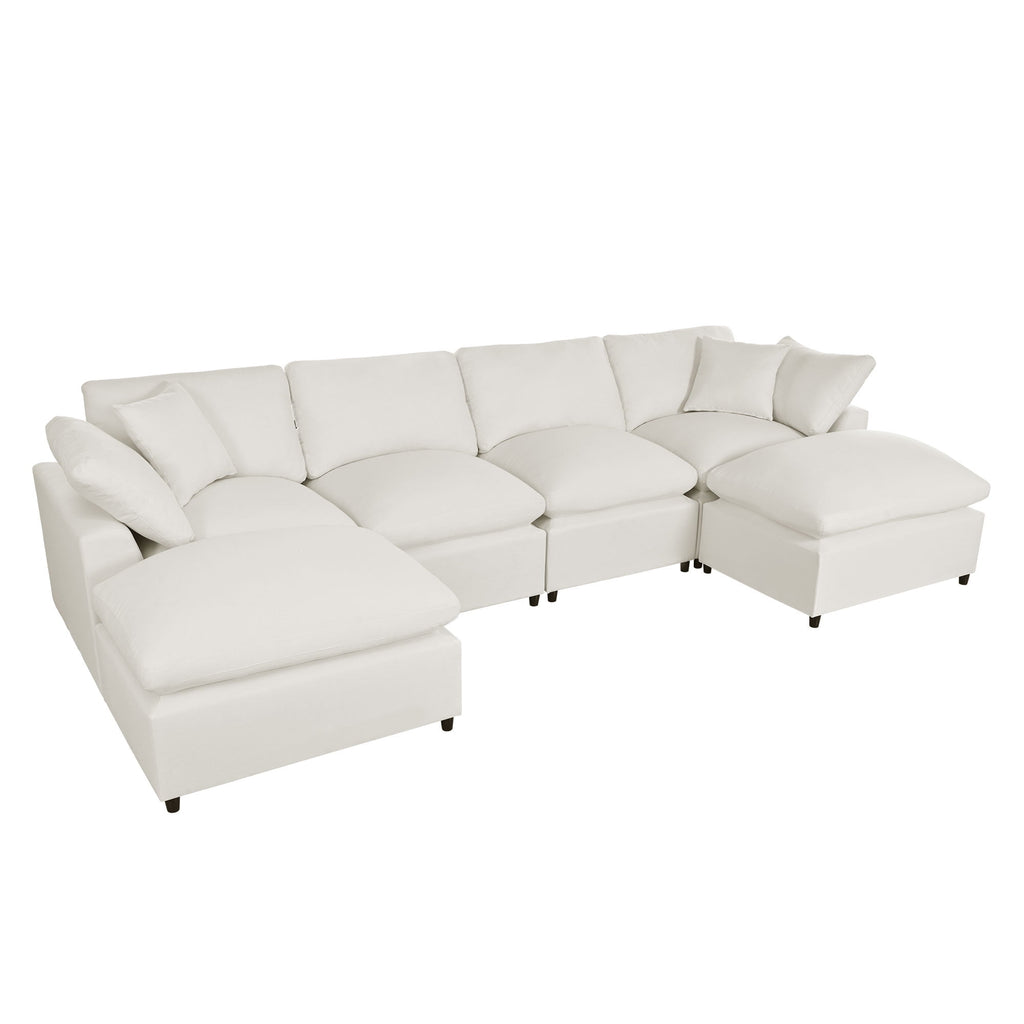 Harper & Bright Designs Convertible Modular Sectional Sofa with 2 Removable Ottomans & Pillows, Large U Shape Cloud Couch with Reversible Chaise for Living Room, Beige