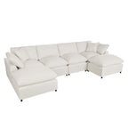 Harper & Bright Designs Convertible Modular Sectional Sofa with 2 Removable Ottomans & Pillows, Large U Shape Cloud Couch with Reversible Chaise for Living Room, Beige