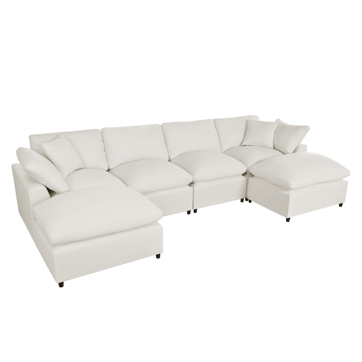 Harper & Bright Designs Convertible Modular Sectional Sofa with 2 Removable Ottomans & Pillows, Large U Shape Cloud Couch with Reversible Chaise for Living Room, Beige