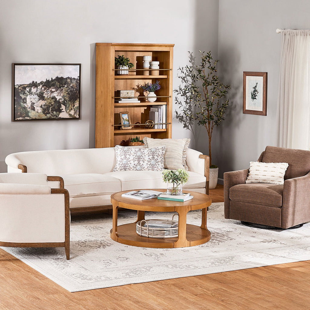 My Texas House Campbell 92 in Sofa, Cream Polyester Upholstery