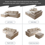 BYBYME 104"Oversized L-Shaped Sectional Sofa Cloud Boneless Modular Couch,Upholstered Sofa with Convertible Left/Right Ottoman for Living Room Bedroom,No Assembly,Beige