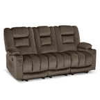 MCombo 3 Seater Zero Gravity Power Reclining Sofa for Living Room, Fabric, Dark Brown