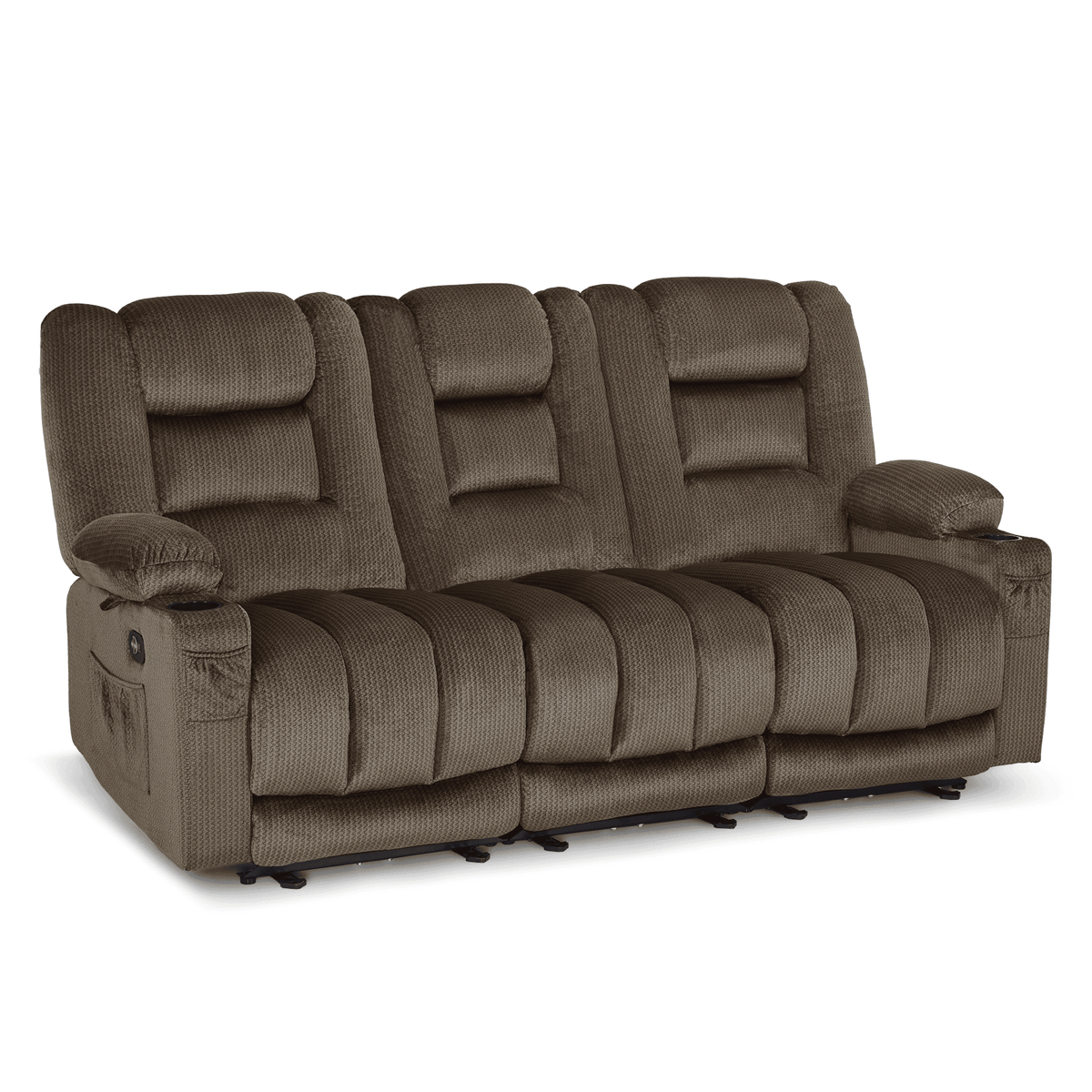 MCombo 3 Seater Zero Gravity Power Reclining Sofa for Living Room, Fabric, Dark Brown