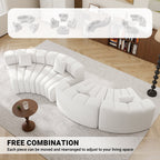 Daluvenix Oversized Round Sectional Sofa, 8 Seater Modern Curved Velvet Modular Couch, Boneless Cloud Sofa for Living Room, No Assembly Required, White