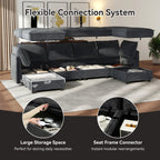  126" Modular Sectional Sofa with Storage, U-Shaped Modern Sleeper Sofa Couch with Movable Ottomans for Living Room, Office, Dark Gray