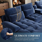 Rophefx 134" Oversized U Shaped Modular Sectional Sofa, 6 Seater Chenille Cloud Couch with Storage Console, Cup Holders and USB Ports for Living Room,Blue