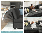Papajet 105" Sofa Bed, Sectional Sleeper Sofa with Pull Out Bed/Reclining Backrest, 6 Seater Sleeper Couch Bed with Storage, Chenille Dark Gray