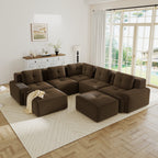 Hvoonc 232" Oversized Modular Sectional Couches for Living Room, L Shaped Couch with 2 Ottomans, No Assembly, Dark Brown