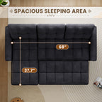 Muumblus Convertible Sofa Bed, Sectional Sleeper Sofa with Storage Chaise, L-Shaped Couch for Living Room, Black Chenille