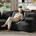  126" Modular Sectional Sofa with Storage, U-Shaped Modern Sleeper Sofa Couch with Movable Ottomans for Living Room, Office, Dark Gray