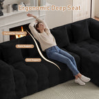Wiilayok 120" Boneless Oversized Cloud Couch, Right Facing L-Shaped Chenille Sectional Sofa with Chaise Lounge, Deep Seat Upholstered Living Room Sofa with 4 Pillows, No Assembly, Black