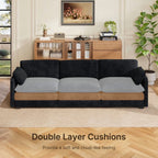  Cloud Like Comfort Sofa,Double?Layer High?Resilience Memory Foam Cushion,Removable Zippered Cover with 2 Pillows for Living Room, Bedroom, Apartment & Small Family,Black