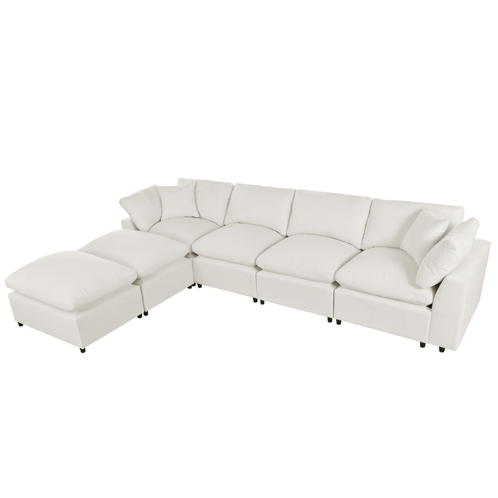 Harper & Bright Designs Convertible Modular Sectional Sofa with 2 Removable Ottomans & Pillows, Large U Shape Cloud Couch with Reversible Chaise for Living Room, Beige