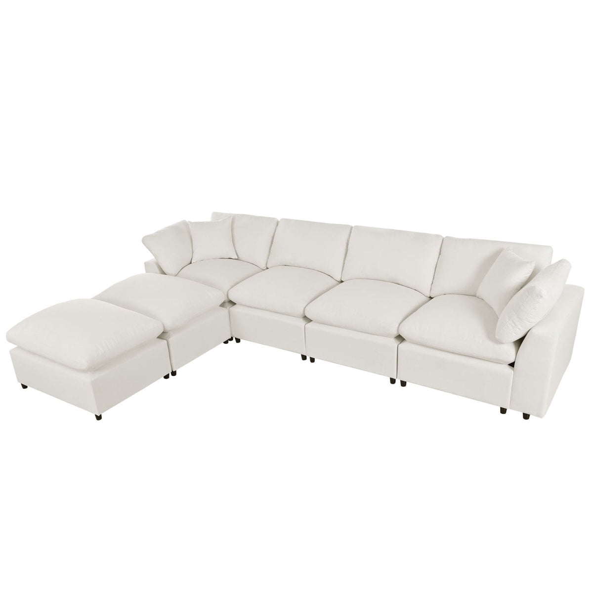 Harper & Bright Designs Convertible Modular Sectional Sofa with 2 Removable Ottomans & Pillows, Large U Shape Cloud Couch with Reversible Chaise for Living Room, Beige
