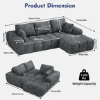  Sectional Sofa, 101" L-Shaped Modular Cloud Couch,Unique Chenille Fabric Couches and Sofas,Compression Sofa No Assembly Required(Deep Gray)