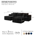  108" Boneless Couch L Shape Cloud Modular Sectional Couch with Chaise & Ottoman, Comfy Corduroy Sofa for Living Room, Apartment, Black