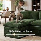 Hombryzy 103" Deep Seat Sectional Sofa with Storage, L Shaped Cloud Couch with Movable Ottomans for Living Room,Green