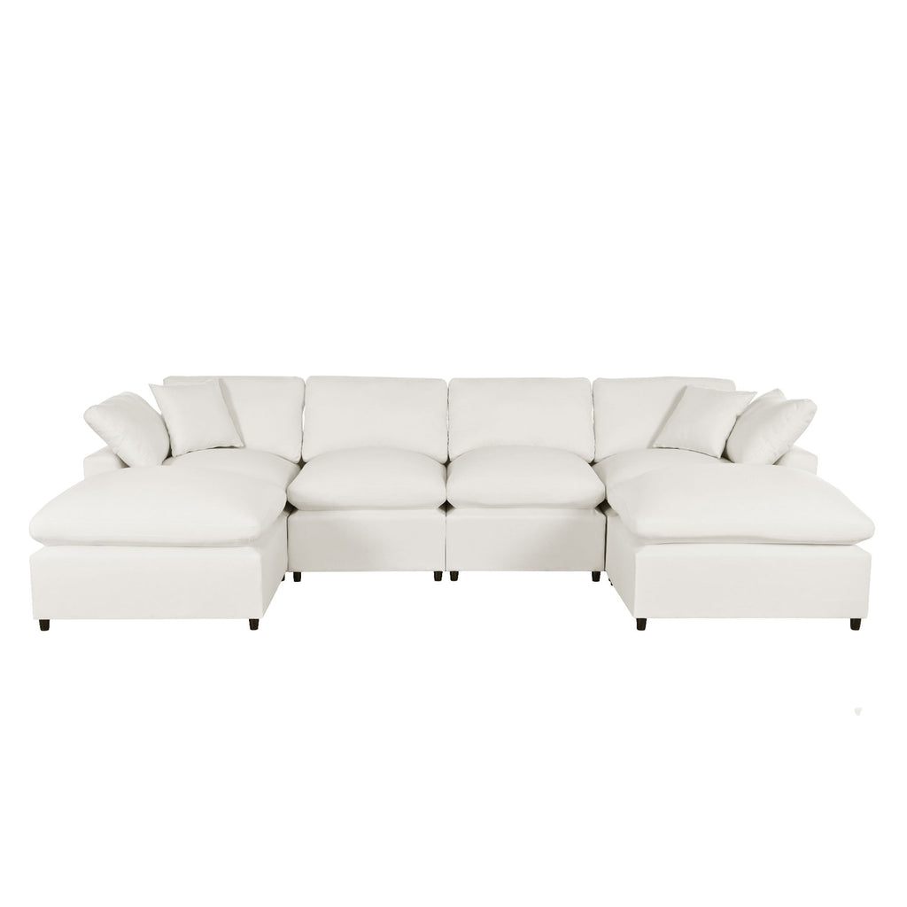 Harper & Bright Designs Convertible Modular Sectional Sofa with 2 Removable Ottomans & Pillows, Large U Shape Cloud Couch with Reversible Chaise for Living Room, Beige