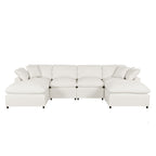 Harper & Bright Designs Convertible Modular Sectional Sofa with 2 Removable Ottomans & Pillows, Large U Shape Cloud Couch with Reversible Chaise for Living Room, Beige