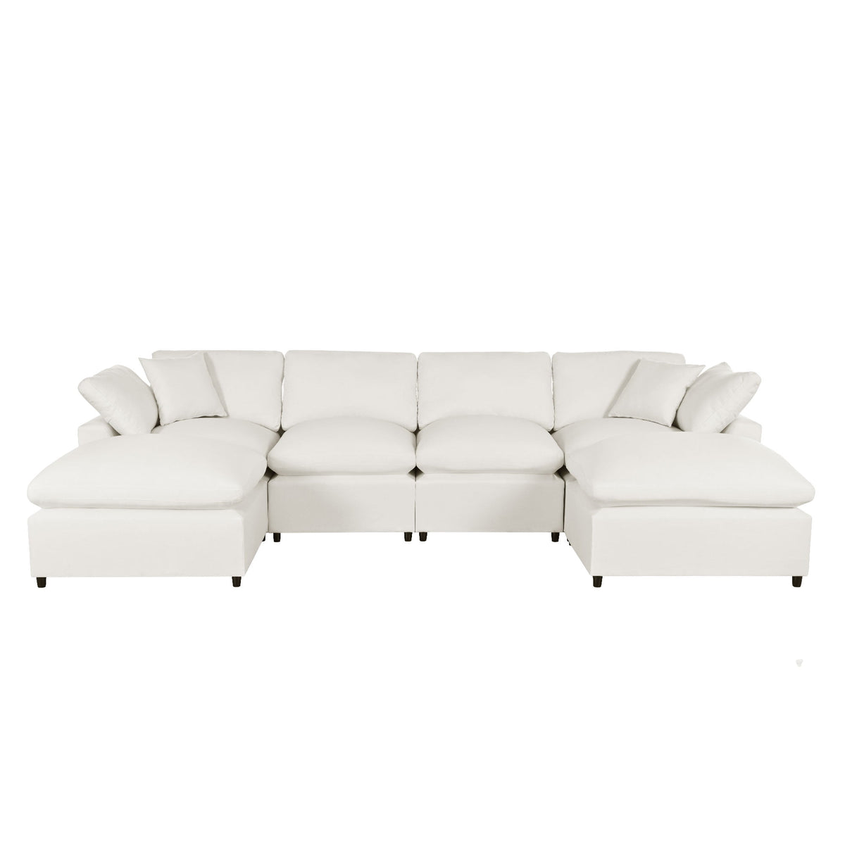 Harper & Bright Designs Convertible Modular Sectional Sofa with 2 Removable Ottomans & Pillows, Large U Shape Cloud Couch with Reversible Chaise for Living Room, Beige