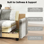  111.5'' Modular Sectional Sofa with Movable Ottomans, U Shaped Cloud Couch for Living Room, 3-Seat, Grey