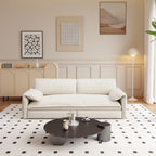  Queen Sleeper Sofa Bed, Convertible Loveseat Pull Out Sofa Couch with Pillow Arm/Side Pockets, Beige