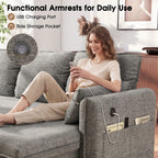 Hombryzy 109" Sectional Sleeper Sofa Bed with Storage Chaise, USB Charging Port, Pull Out Bed & Adjustable Backrest, U Shaped Couch for Living Room, Chenille Gray