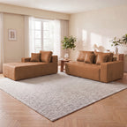  108" Sectional Sofa, Modular Sectional Couch with Right Chaise, Deep Seat Faux Leather Cloud Sofa for Living Room