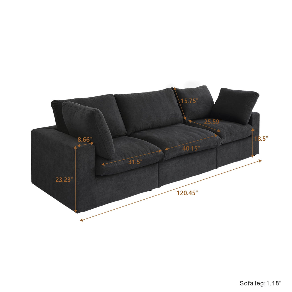 Sdorens Free Convertible Sectional Sofa Modular Couch,Modern Linen Fabric Sofa for Living Room,Apartment and Small Space,3-Seat Sofa,Black