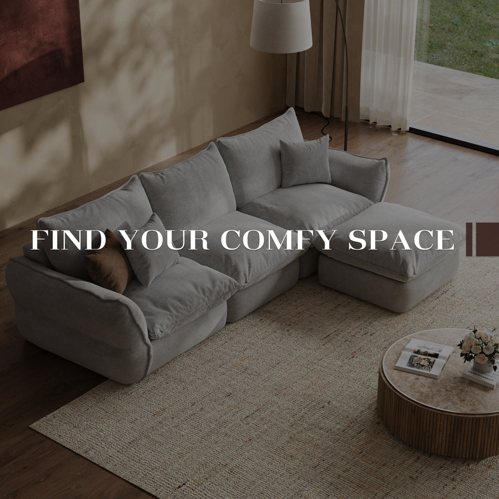 Goosea 106'' Oversized Down Blend Sofa, Cushions Filled with a Feather Blend , Modern Comfort Sofa for Living Room, Grey