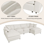 Harper & Bright Designs Convertible Modular Sectional Sofa with 2 Removable Ottomans & Pillows, Large U Shape Cloud Couch with Reversible Chaise for Living Room, Beige