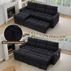 Muumblus Convertible Sofa Bed, Sectional Sleeper Sofa with Storage Chaise, L-Shaped Couch for Living Room, Black Chenille