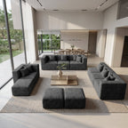 10-Piece Oversized Modular Sectional Sofa Set, 160" Mega U-Shaped Boneless Cloud Couch with Ottomans, Luxury Chenille Fabric Theater Seating, Extra Deep Seat for Living Room, Dark Gray