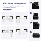 BYBYME Cloud Sectional Couch with U-Shape Chaise Modern Comfy Modular Corduroy Sofa for Living Room,Tufted 6-Seat Sleeper Chair with 2 Ottoman,Sofa in A Box,No Assembly Required,Black