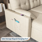 VANACC Sectional Sofa Bed with Storage and Soft Seat ,Reversible Pull Out Couch for Living Room,Beige