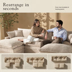 Toject 107.87" Modular Sectional Sofa U Shaped Cloud Couch, Chenille 4 Seat Deep Seat Sofa with 2 Movable Ottomans for Living Room Bedroom Apartment, Oatmeal