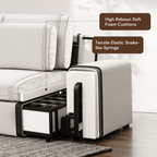 Vorthio 113.8" Cloud Couch Oversized Modular Sectional Sofa, 3 Seater with Ottoman, Modern L Shaped Comfy Sofa, Wide & Deep Seat Couches with Metal Frame, White