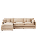 Eyisean 102" Chenille Modular Sectional Sofa with Ottoman, 3-Seater L Shape Cloud Couch with Upholstered & Pillow, Comfy Sleeper Sofa for Living Room, Bedroom, Office, Easy Assembly