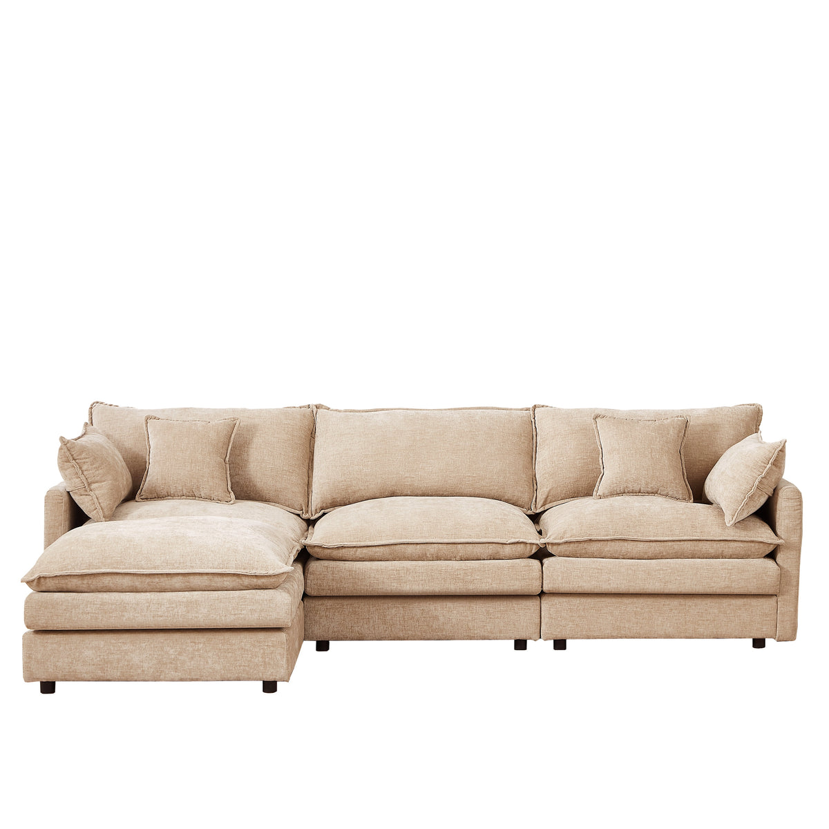 Eyisean 102" Chenille Modular Sectional Sofa with Ottoman, 3-Seater L Shape Cloud Couch with Upholstered & Pillow, Comfy Sleeper Sofa for Living Room, Bedroom, Office, Easy Assembly